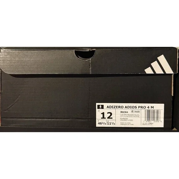 New Men’s Adidas Adizero Adios Pro 4 Lucid Lemon Black Size 12 JR6364